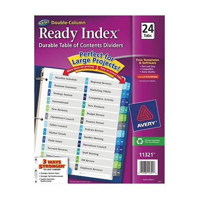Avery Ready Index Table Of Contents Dividers (AVE11321) - 24 Pack - Assorted