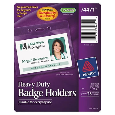 Avery Heavy-Duty Badge Holder (AVE74471) - 25 Pack - Clear