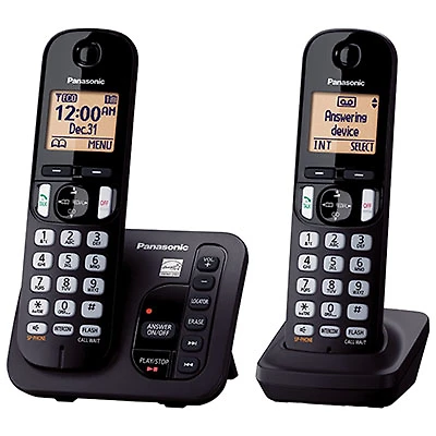 Panasonic 2-Handset DECT 6.0 Cordless Phone With Answering Machine (KXTGC222B) - Only at Best Buy