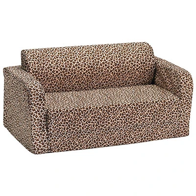 Comfy Kids - Polyester Kids Flip Sofa - Light Brown Cheetah
