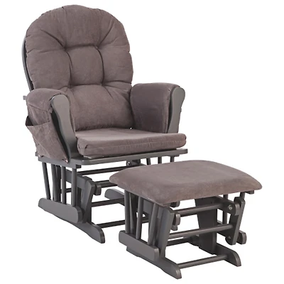 Stork Craft Hoop Custom Padded Arm Cushion Glider & Ottoman - Grey