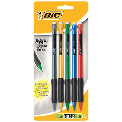 BIC Matic Grip Mechanical Pencil (MPGP51-BLK) - 5 Pack