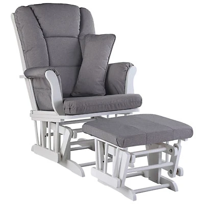 Storkcraft Tuscany Glider and Ottoman Set - White/Slate Grey Swirl
