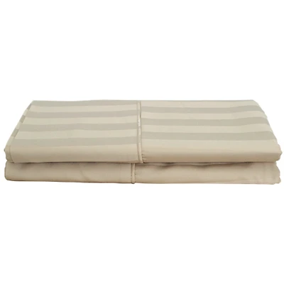 Maholi Damask Stripe Collection 310 Thread Count Pillow Case - 2 Pack - Queen - Taupe