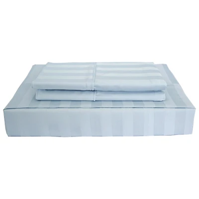 Maholi Damask Stripe Collection 310 Thread Count Rayon Sheet Set - Queen - Blue