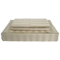 Maholi Damask Stripe Collection 310 Thread Count Rayon Sheet Set - Queen - Taupe