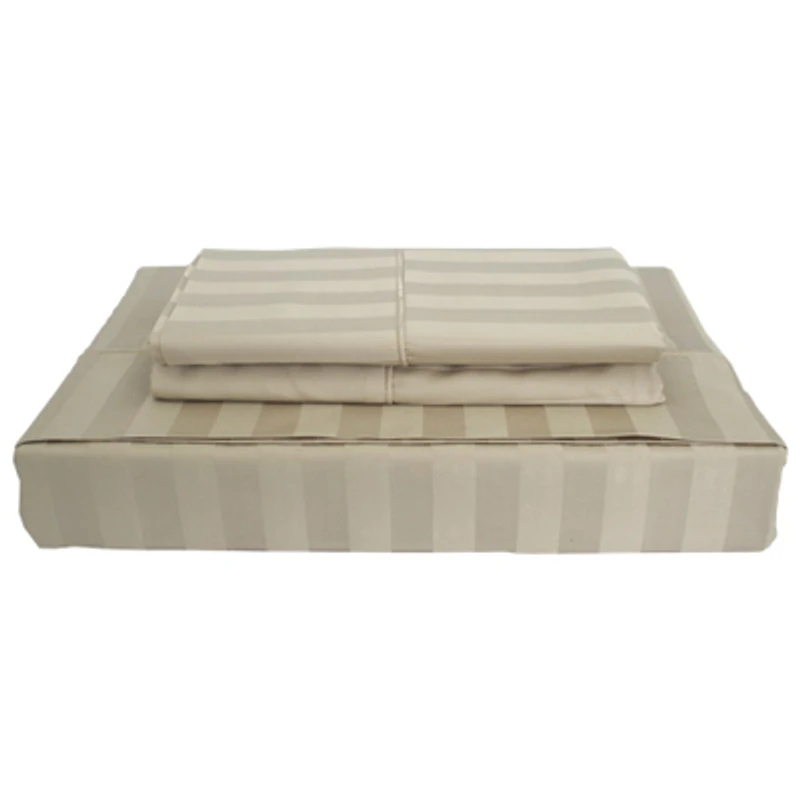 Maholi Damask Stripe Collection 310 Thread Count Bamboo Rayon Sheet Set - King - Taupe