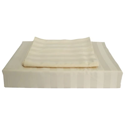Maholi Damask Stripe Collection 310 Thread Count Rayon Duvet Cover Set - Double/Full - Beige