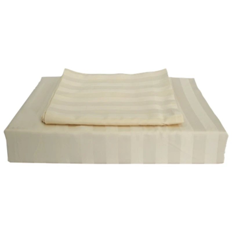 Maholi Damask Stripe Collection 310 Thread Count Duvet Cover Set - King - Beige