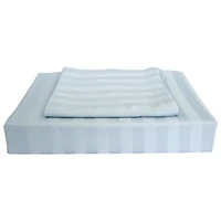 Maholi Damask Stripe Collection 310 Thread Count Rayon Duvet Cover Set - Double/Full - Blue