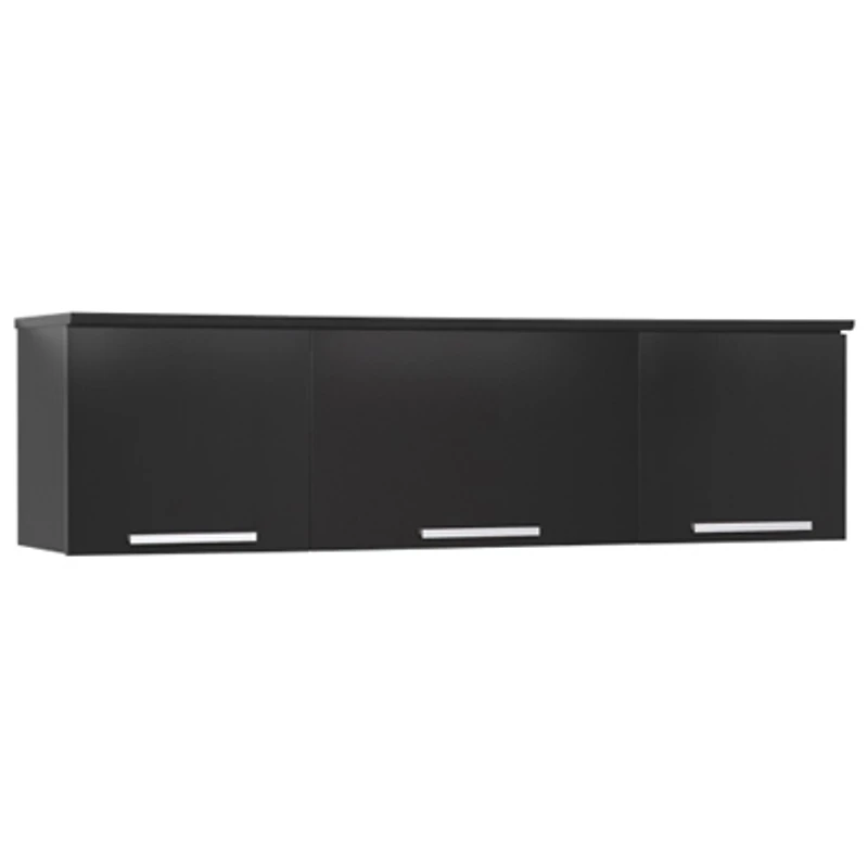 Coal Harbor Contemporary 3-Cabinet Floating Hutch - Black