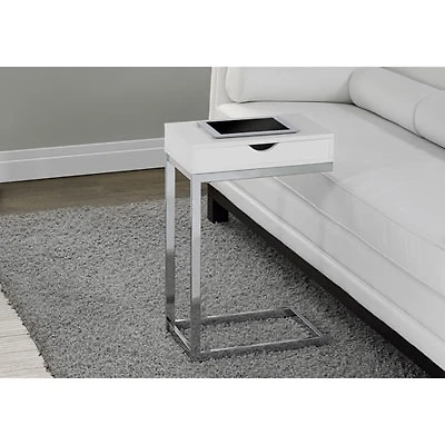 Contemporary Rectangular Accent Table with Storage Drawer - White