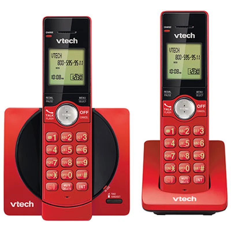 VTech DECT 2-Handset Cordless Phone with Caller ID (CS6919-26) - Red