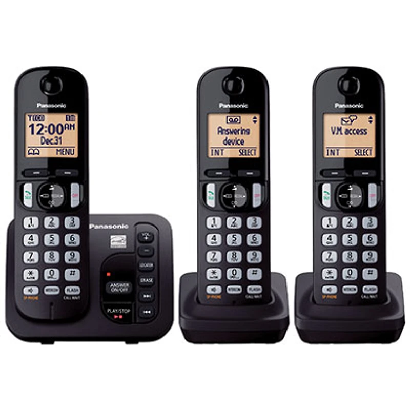 Panasonic 3-Handest DECT 6.0 Cordless Phone w/ Answering Machine (KXTGC253CB) -Black -Only at Best Buy