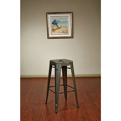 Bristow Contemporary Bar Height Barstool - Set of 4 - Gunmetal