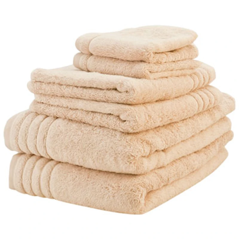 LuxeportSPA 6-Piece Bamboo Rayon/Cotton Towel Set - Linen