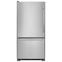 KitchenAid 33" 22.1 Cu. Ft. Bottom Mount Refrigerator with LED Lighting (KRBL102ESS)-Stainless Steel