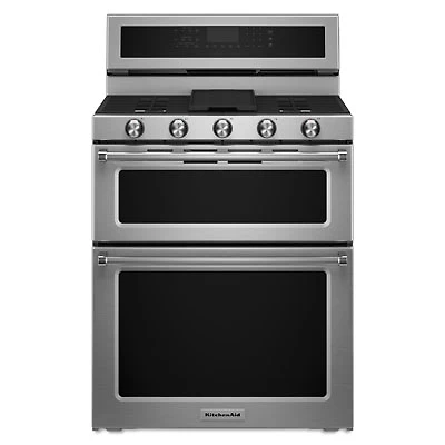 KitchenAid 30" Cu. Ft. Double Oven 5-Burner Freestanding Dual Fuel Range (KFDD500ESS) - Stainless