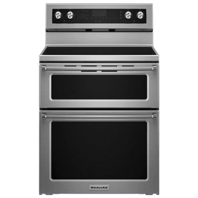 KitchenAid 30" 6.7 Cu. Ft. Double Oven 5-Element Freestanding Electric Range (YKFED500ESS) - Stainless