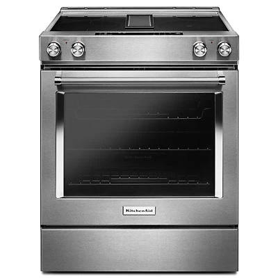KitchenAid 30" 6.4 Cu. Ft. True Convection Slide-In Electric Downdraft Range (KSEG950ESS) - Stainless