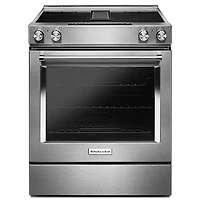 KitchenAid 30" 6.4 Cu. Ft. True Convection Slide-In Electric Downdraft Range (KSEG950ESS) - Stainless