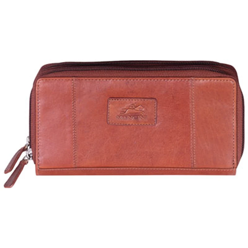 Mancini Casablanca Leather Clutch Wallet - Cognac
