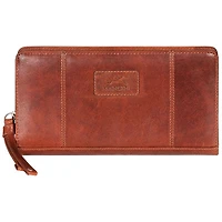 Mancini Casablanca Leather Zipper Clutch Wallet - Cognac