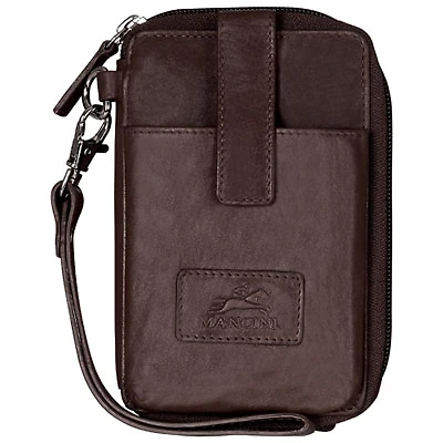 Mancini Casablanca Leather Cell Phone Wallet - Brown