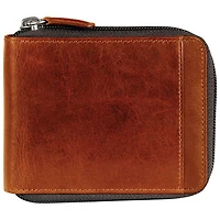 Mancini Casablanca Leather Zippered Wallet with Removable Passcase - Cognac
