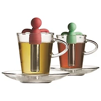 Brilliant Tandem 175ml Tea Cup & Saucer with Smiley Tea Infusers - Set of 2