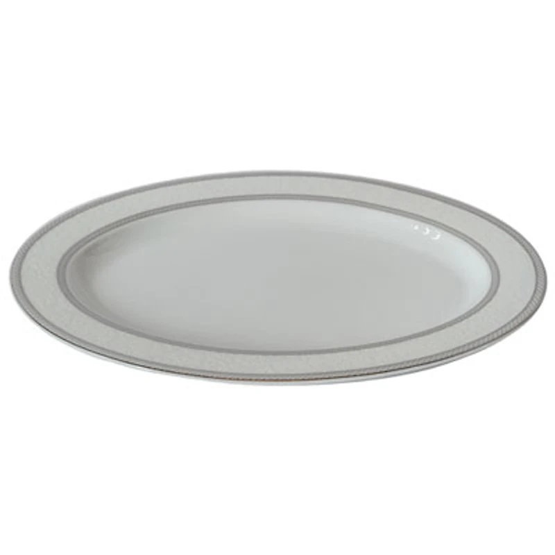 Brilliant Floral Lace Porcelain Platter - White/Platine