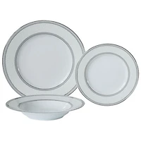 Brilliant Floral Lace 18-Piece Porcelain Dinnerware Set - Platine/White