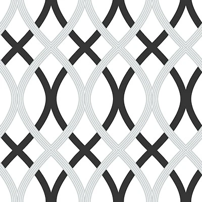 NuWallpaper Lattice Peel and Stick Wallpapear - Black/Silver
