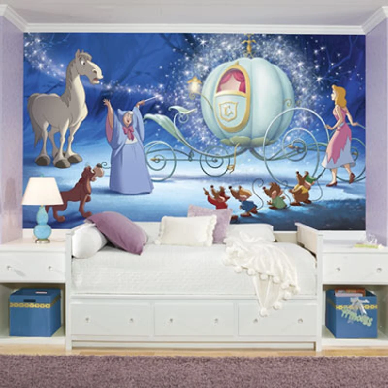 RoomMates Disney Princess Cinderella Carriage XL Prepasted Wall Mural - Blue