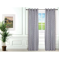 Gouchee Design Maze Curtain - Set of 2 - Grey/White