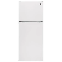 GE 24" 11.6 Cu. Ft. Top Freezer Refrigerator with LED Lighting (GPE12FGKWW) - White
