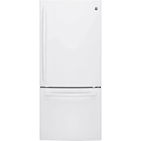 GE 30" 20.9 Cu. Ft. Bottom Freezer Refrigerator with LED Lighting (GDE21DGKWW) - White