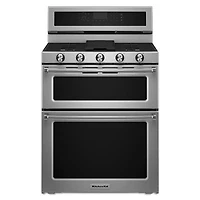 Open Box - KitchenAid 30" Cu. Ft. Double Oven 5-Burner Dual Fuel Range (KFDD500ESS)- SS- Perfect Condition