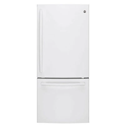 GE 30" 20.9 Cu. Ft. Bottom Mount Freezer Refrigerator with LED Lighting (GBE21AGKWW) -White-Open Box - Perfect Condition