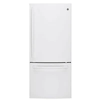 GE 30" 20.9 Cu. Ft. Bottom Mount Freezer Refrigerator with LED Lighting (GBE21AGKWW) -White-Open Box - Perfect Condition