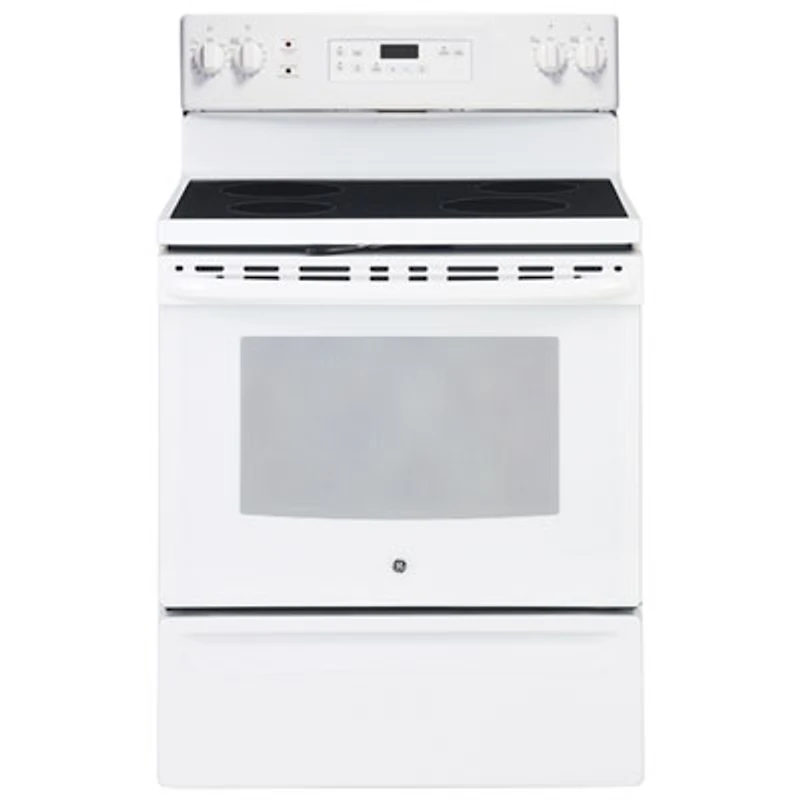 GE 30" 5.0 Cu. Ft. Self-Clean Freestanding Electric Range (JCB630DKWW) - White on White