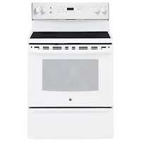 GE 30" 5.0 Cu. Ft. Self-Clean Freestanding Electric Range (JCB630DKWW) - White on White