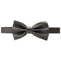 Ashlin Bobby Slim Neck Leather Bow Tie - Black