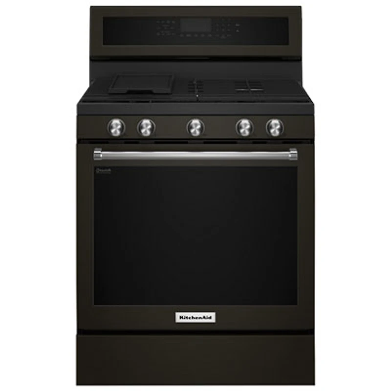 KitchenAid 30" 5.8 Cu. Ft. True Convection 5-Burner Gas Range (KFGG500EBS) - Black Stainless Steel