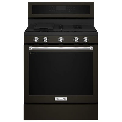 KitchenAid 30" 5.8 Cu. Ft. True Convection 5-Burner Gas Range (KFGG500EBS) - Black Stainless Steel