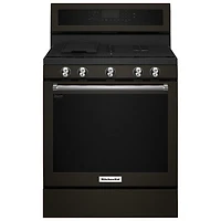 KitchenAid 30" 5.8 Cu. Ft. True Convection 5-Burner Gas Range (KFGG500EBS) - Black Stainless Steel