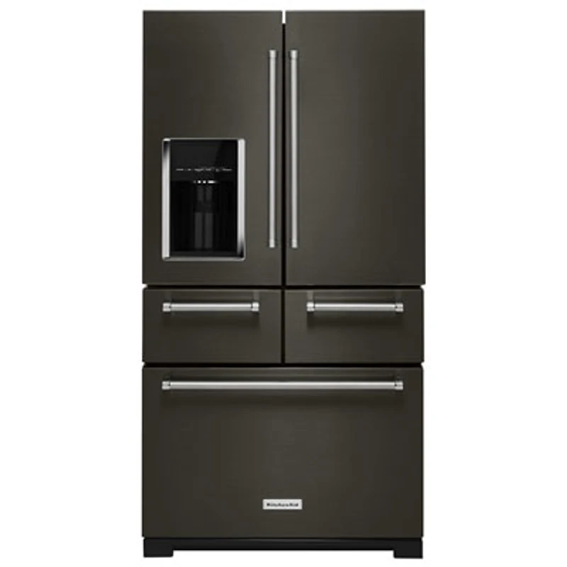 KitchenAid 36" 25.8 Cu. Ft. 5-Door French Door Refrigerator (KRMF706EBS) - Black Stainless Steel