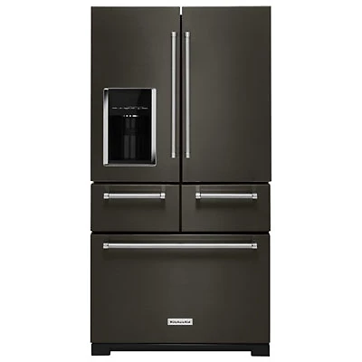 KitchenAid 36" 25.8 Cu. Ft. 5-Door French Door Refrigerator (KRMF706EBS) - Black Stainless Steel