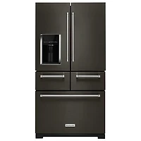 KitchenAid 36" 25.8 Cu. Ft. 5-Door French Door Refrigerator (KRMF706EBS) - Black Stainless Steel