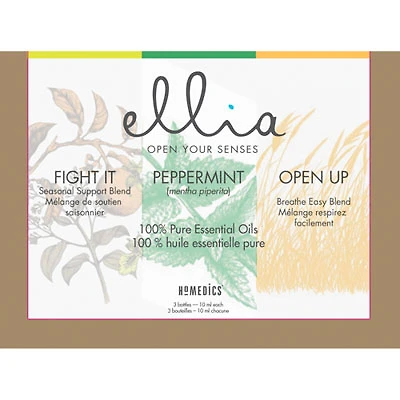 HoMedics Ellia Fight it/Peppermint/Open up Essential Oils 3-Pack (ARM-EO10AP2-CA)